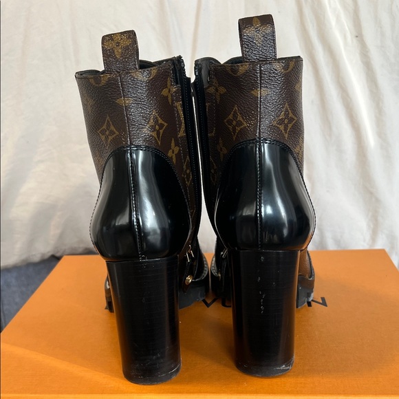 Louis Vuitton Black and Brown Heeled Boots - Picture 4 of 6